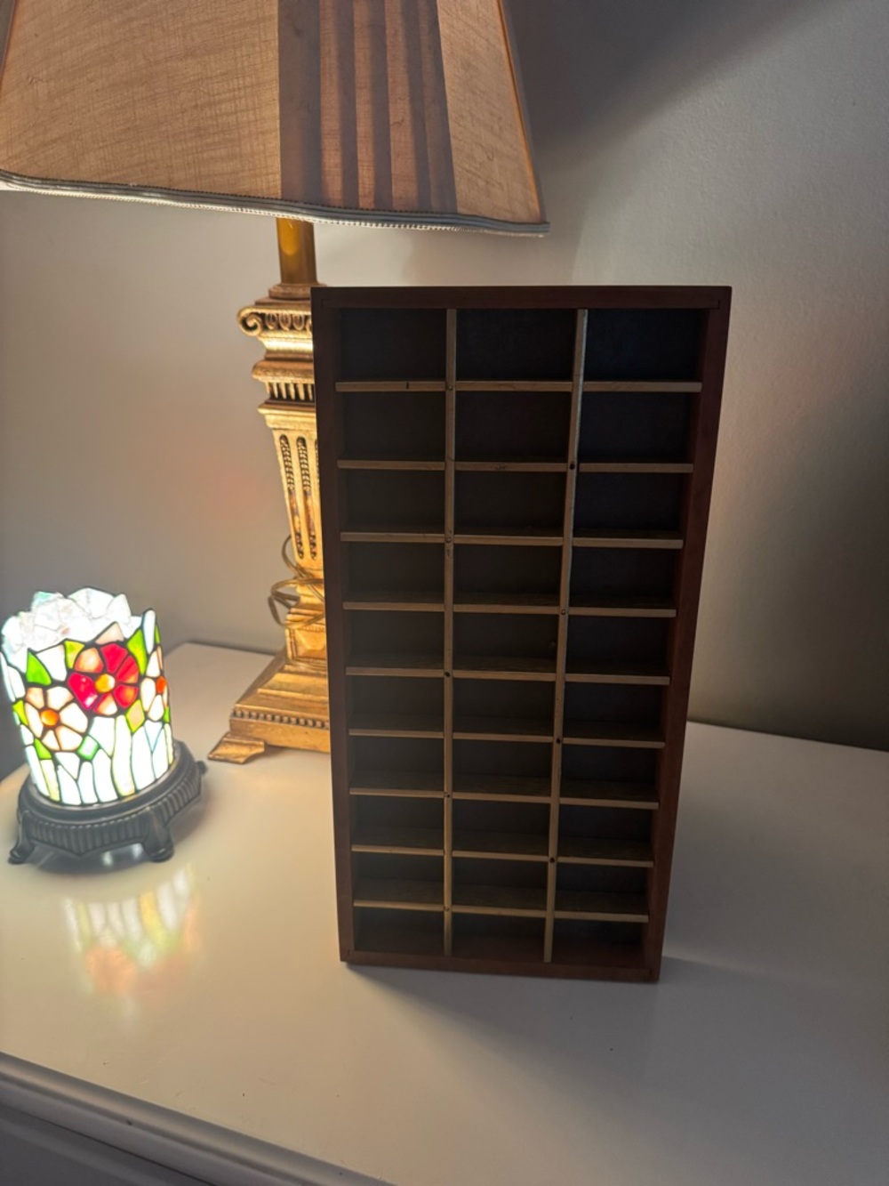 Mini Wooden Trinket Organizer Shelf - Brown and Beige - Picture 3 of 9